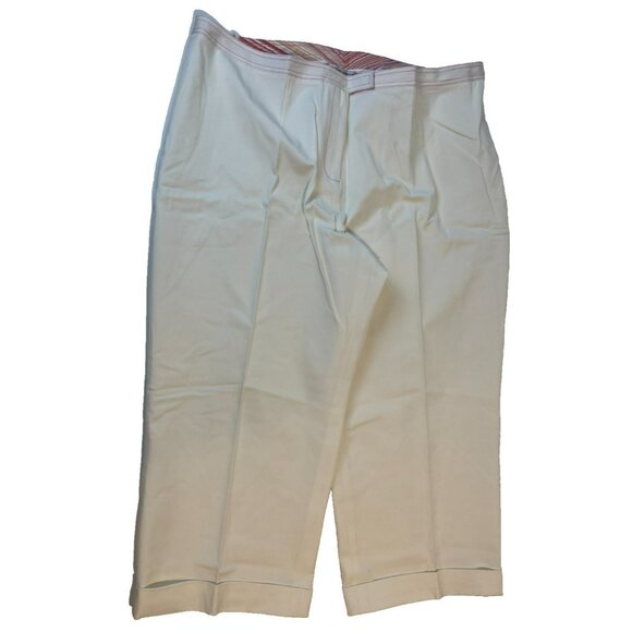 Jillian Jones Women's White Denim Rolled Leg Capri Pants Size 24W - Picture 1 of 11